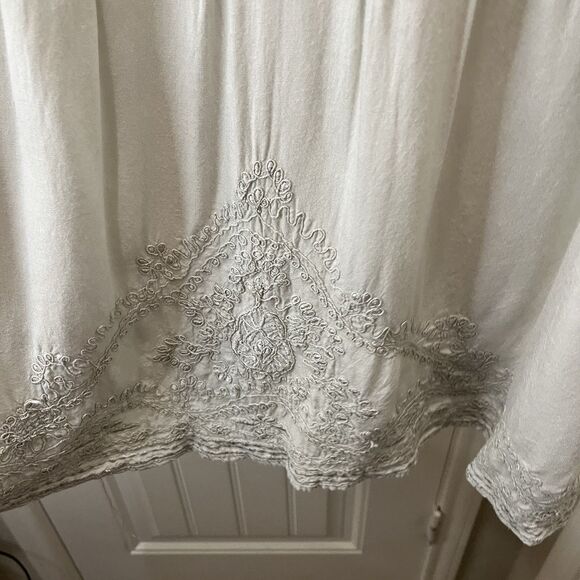 Solitaire 1X Top Cream Embroidered Tunic Boho Peasant Goblincore Fairy Popover - Picture 5 of 11